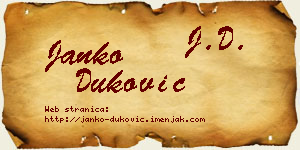 Janko Duković vizit kartica